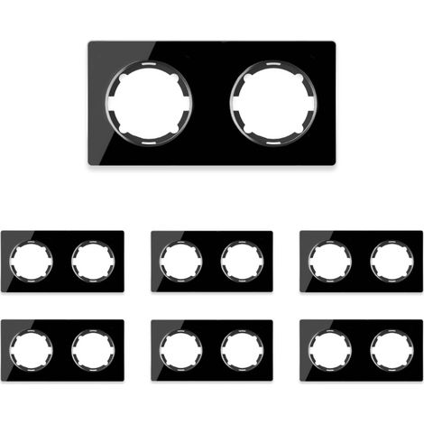 Plaque de finition Garda, en verre, horizontal, 2 postes (lot de 7) - noir (1/4)