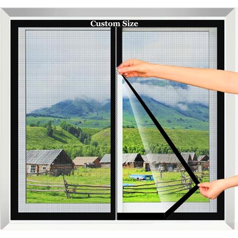 Moustiquaire autocollante pour fenêtre avec fermeture éclair - Protection universelle semi-transparente pour fenêtre de chat - Protège les insectes et les mouches (1/5)