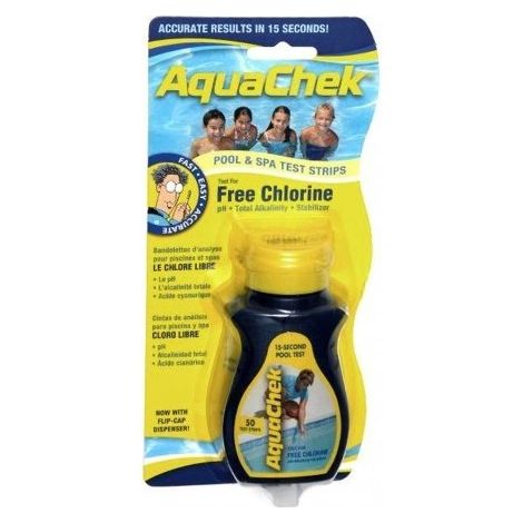 Boîte de 50 bandelettes de test Aquachek jaune 4-en-1