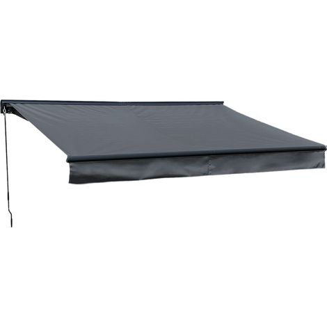 Happy Garden – Store banne 2,95 × 2,5m – Semi-coffre – Toile polyester anthracite – Structure aluminium grise – Protection UV50+ (1/6)