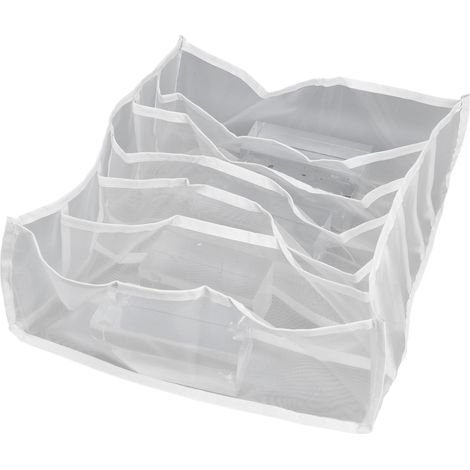 Atmungsaktive und faltbare Aufbewahrungsbox für Unterwäsche, 6 Fächer für BHs und Socken.