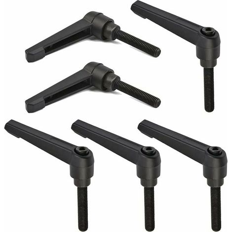 6 PCS Poignée de Levier de Serrage M8, Poignées Réglables 32MM de Machine de Poignée de Filetage Mâle en Acier Inoxydable M8 (Noir) (1/5)