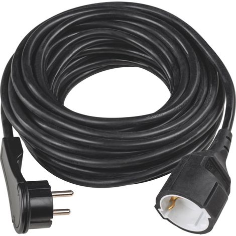 Verlängerungskabel Flachstecker 10 m schwarz IP20 H05VV-F 3G1,5