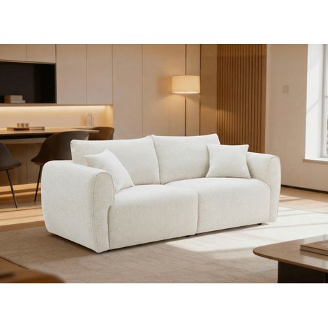 Canapé 3 places en velours texturé beige NALYA