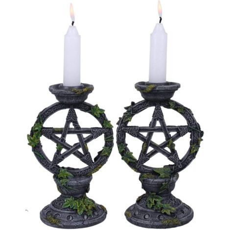 Pentagram - Set of Two Witch Candle Holders 15cm (1/4)