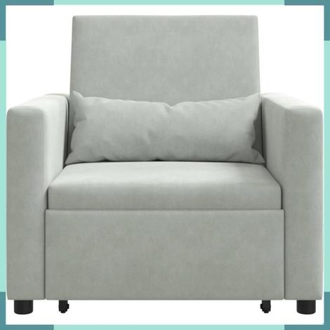 Canapé-lit escamotable simple - 42002697 - Gris clair - Velours - Convertible 3-en-1 (1/5)