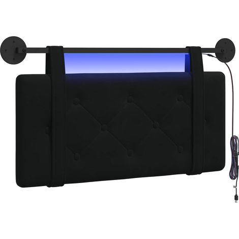 Testiera Testata del letto sospesa Con luce LED Nero Velluto (1/5)