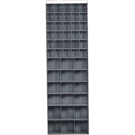 Mobil Plastic Mobile 1 Anta Fissa con 48 Cassetti PET Trasparenti Basculanti Crystal Box 66x25x200 cm colore Grigio