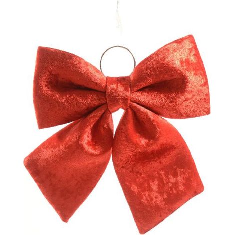 Fiocco da appendere imbottito rosso per decorazioni natalizie