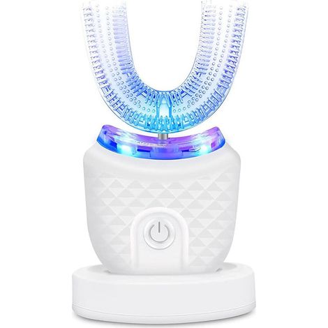 Brosse à dents électrique en forme de U à 360° – 3 modes de nettoyage pour une hygiène dentaire efficace, étanche IPX7, nettoyeur de dents ultrasonique automatique-AquaForge