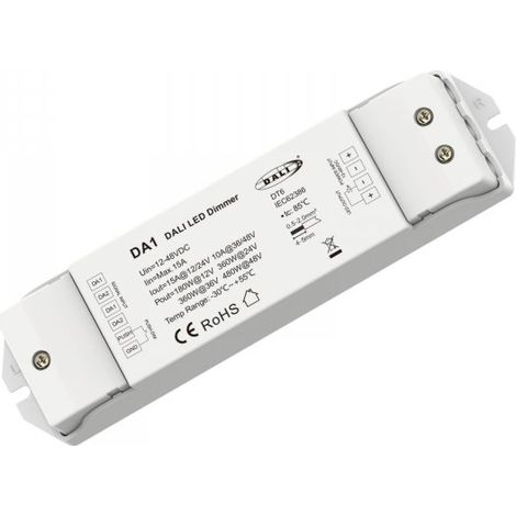 Attuatore Dimmer DALI LED 1 Canale 12-48V 15A DA1 Controller Strisce LED CV PWM DALI-2 con Push Dim Protezioni Integrate Alta Potenza 480W