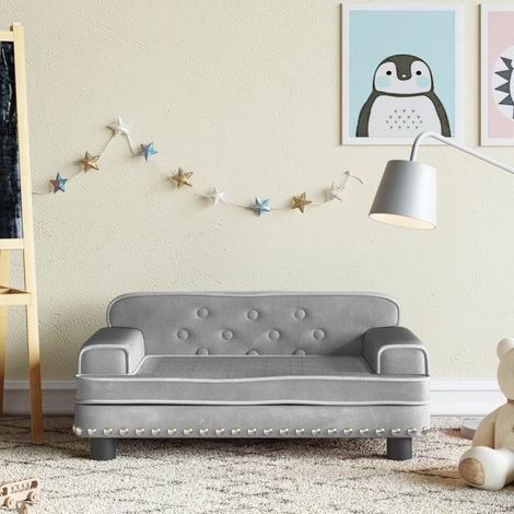 Canapé pour enfants Canapé Sofa scandinave gris clair 70x45x30 cm velours 39432 (1/5)