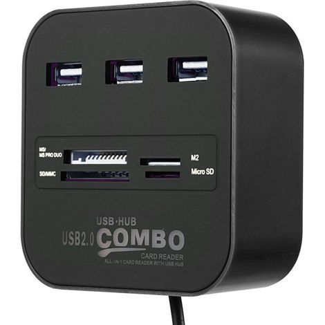 Lecteur de carte multifonction pour ordinateur usb, hub 7 en 1, caméra tout-en-un, séparateur de carte SD/TF/MS/M2 (1/3)