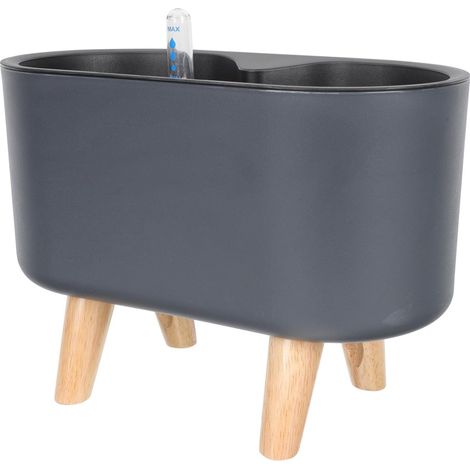Pot de Fleurs Auto-arrosant Intérieur et Extérieur pour Orchidées Phalaenopsis, Résine Noire Pieds et Indicateur Niveau d'eau, Pot de Plante Succulente Pratique pour Balcon (1/5)