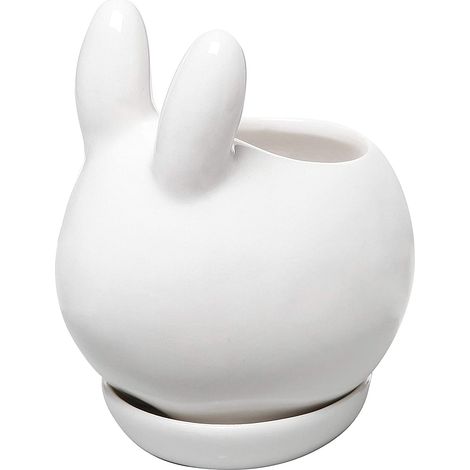 Pot À Plantes Céramique - Design Lapin Décoratif Blanc - Pour Succulentes Et Petites Plantes - Avec Soucoupe - Unité (1/5)