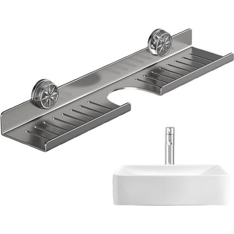 Support Pour Evier - Porte-Sponges Et Accessoires Cuisine - Fixation Par Ventouse - Acier Carbone - 50 x 11 x 9 cm (1/5)