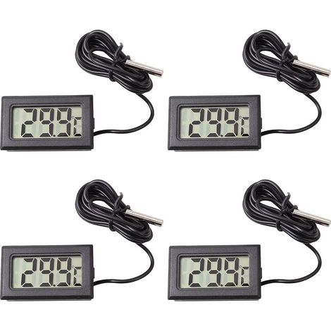 4pcs Indoor Environment Thermometer, Digital Thermometer, Hygrometer, LCD Aquarium Thermometer Temperature with Outdoor Sensor for Reptile Greenhouse Car (1/5)