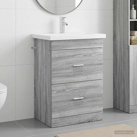 vidaXL Badezimmermöbel-Set Grau Sonoma 61 x 40 x 84,5 cm Holzwerkstoff (1/5)