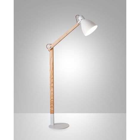 Lampada da terra Sveva in metallo e legno frassino, altezza regolabile 180cm, attacco E27, design moderno ed elegante per illuminazione d'interni