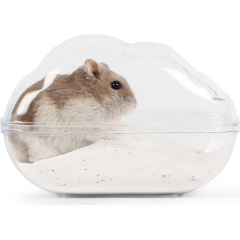 Bac à sable transparent pour hamster avec pelle - Accessoires pour cage pour cobayes, gerbilles et hamsters nains (1/5)