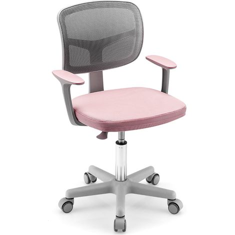 Sedia per scrivania per bambini con altezza regolabile, Sedile girevole a rete Rosa (1/4)