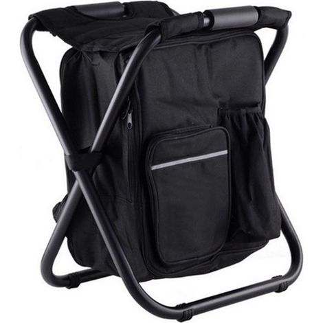 Chaise réfrigérée de type sac à dos, tabouret de camping pliant léger et de grande capacité, idéal pour les voyages, la plage, la randonnée, les pique-niques et plus encore. (Noir) (1/5)