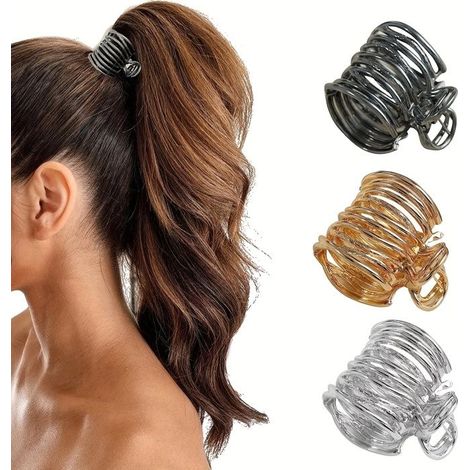 BelleRise - Pinces à cheveux en métal, petites pinces-griffes pour queues de cheval hautes, pinces requin pour cheveux longs et épais (1/5)