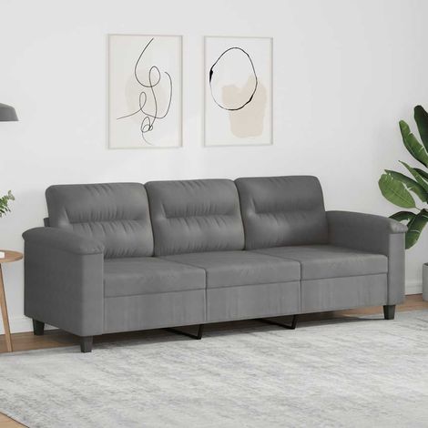 Canapé-Sofa à 3 places Gris foncé 180 cm Tissu microfibre (1/5)