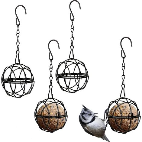 Mangeoire Oiseaux Exterieur, Métal Boule de Graisse Oiseau Mangeoire, Lot de 6 Mangeoire pour Oiseaux Suspendue, Mangeoire à Oiseaux Suspendue, Mangeoires pour Oiseaux, 4 Pièces (1/5)