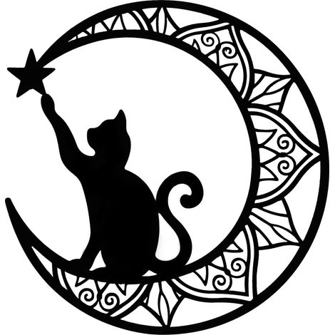 Metallkatzen-Serie Wandbehang Pussycat Kreativer Wandanhänger aus Eisenarbeit Pussycat-Tier, Mondkätzchen