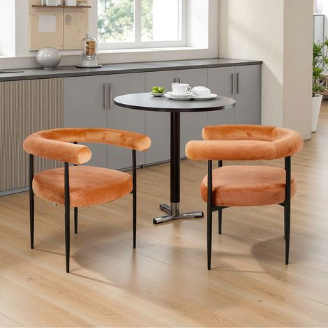 Set of 2 Modern Dining Chairs with Black Metal Legs (1/3)