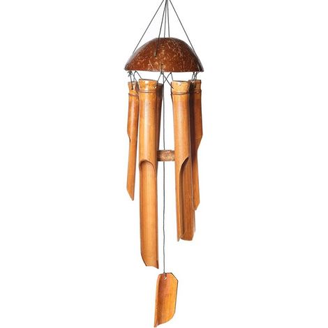 Carillon A Vent - Bambou Naturel - Pour Jardin Et Balcon - Résistant Aux Intempéries - 1 Pièce (1/5)