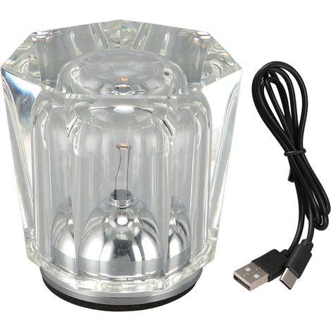 Ortviai Lampe de table en cristal USB rechargeable avec 3 modes d'éclairage – LED réglable pour salon, chambre, bar ou restaurant (1/5)