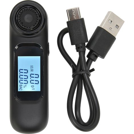 Détecteur d'alcool portable C7 - Testeur d'alcoolémie précis avec 3 voyants lumineux - Noir (1/5)