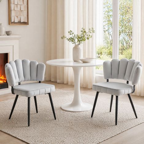 chaise salle manger velours gris clair métal noir OKMYHOME (1/5)
