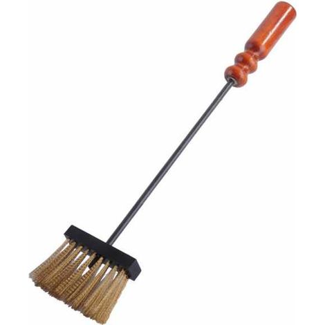 Escobilla para chimeneas con mango de madera en tono oro