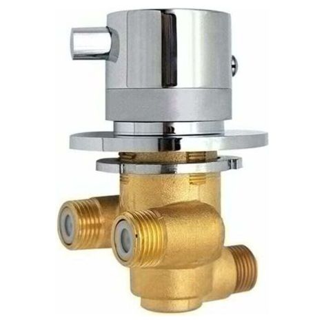 Mitigeur thermostatique de douche en laiton, robinetterie à vanne unique, sortie à 1 voie. Mélange eau froide et chaude, fixation murale, design élégant et durable. (1/4)