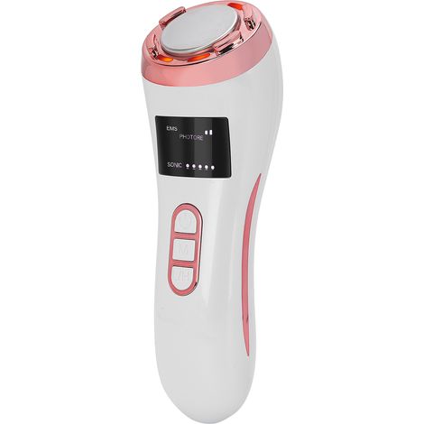 Appareil de beauté EMS 7 en 1 : compresses chaudes et froides pour le visage, rajeunissement de la peau, thérapie par la lumière photonique (blanc). (1/5)