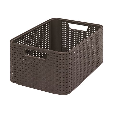 205844 Aspecto Curver Rattan Estilo Caja de Almacenamiento Talla M Polipropileno Chocolate 38,6 x 28,7 x 17 cm