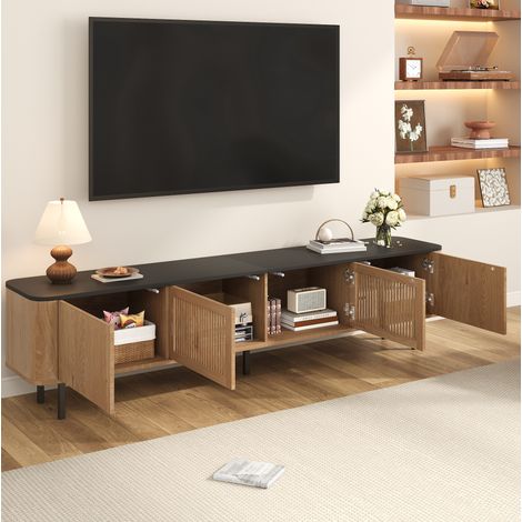 TV-Schrank 190x35x45 cm Eiche MDF-Holzwerkstoff mit Gittertüren und Stauraum (1/5)