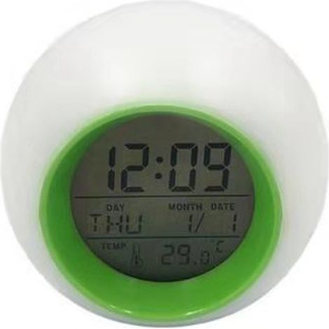 Sveglia Digitale con Termometro e Luce Notturna Touch – 8 Suoni, Effetto Aurora, PVC 8,5x8,5x8cm – Design Moderno per Camera da Letto e Ufficio (1/5)
