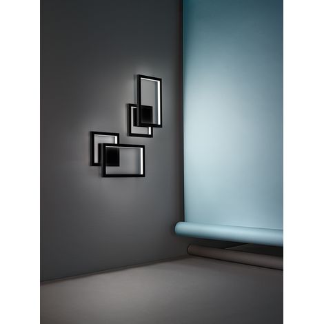Applique LED 20W en Aluminium Noir Mat, Design Moderne avec CCT Sélectable 3000K/4000K/6000K, Structure en Métal et Acrylique - Perenz Luce