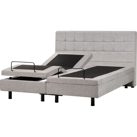 Cama ajustable eléctrica con mando a distancia de tela gris claro 160 x 200 cm Duke