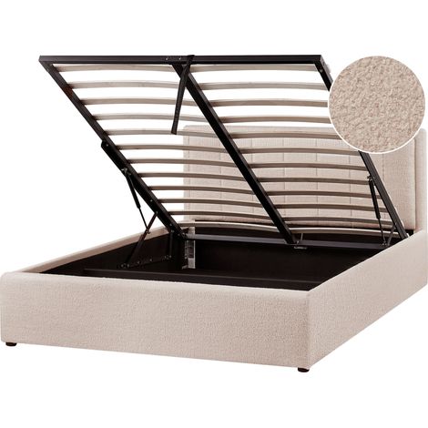 Bett mit Stauraum MONTLAUR Bouclé Beige 140 x 200 cm