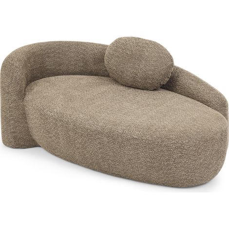 Canapé en Teddy doux design arrondi pour salon et chambre, coussin inclus, couleur marron (1/5)