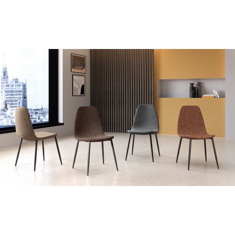 Brigitte - Sedia in ecopelle marrone 4 pz