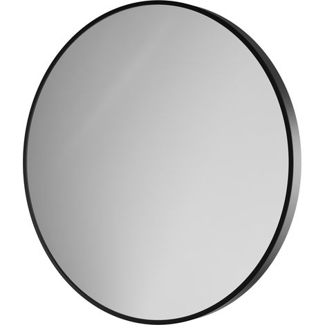 Colore Laurel Matt Black Aluminium Framed 600mm Round Mirror (1/5)