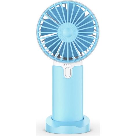 Ventilateur de poche rechargeable USB, batterie 2400mAh, mini ventilateur silencieux 3 vitesses réglables, portable pour la maison (Bleu) (1/5)