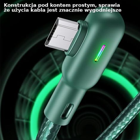 Câble microUSB Usams 2A 1,2 m coudé u57 vert/vert SJ458USB02 (US-SJ458) (1/5)