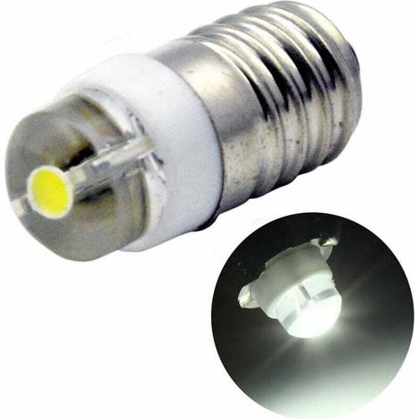 E10 Ampoule LED CC 3V 0.5W 6000K Blanc 200LM Ampoule LED pour Lampe Torche Lampe Torche, Terre Négative (Lot de 1) (1/4)